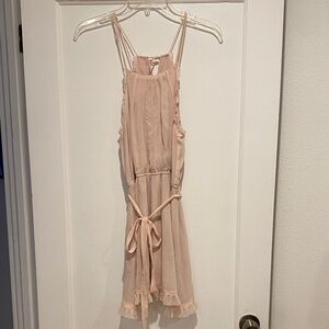 Women's Blush Pink Sleeveless Tie-Back Slip Dress Size XSP Whimsical Girlycore